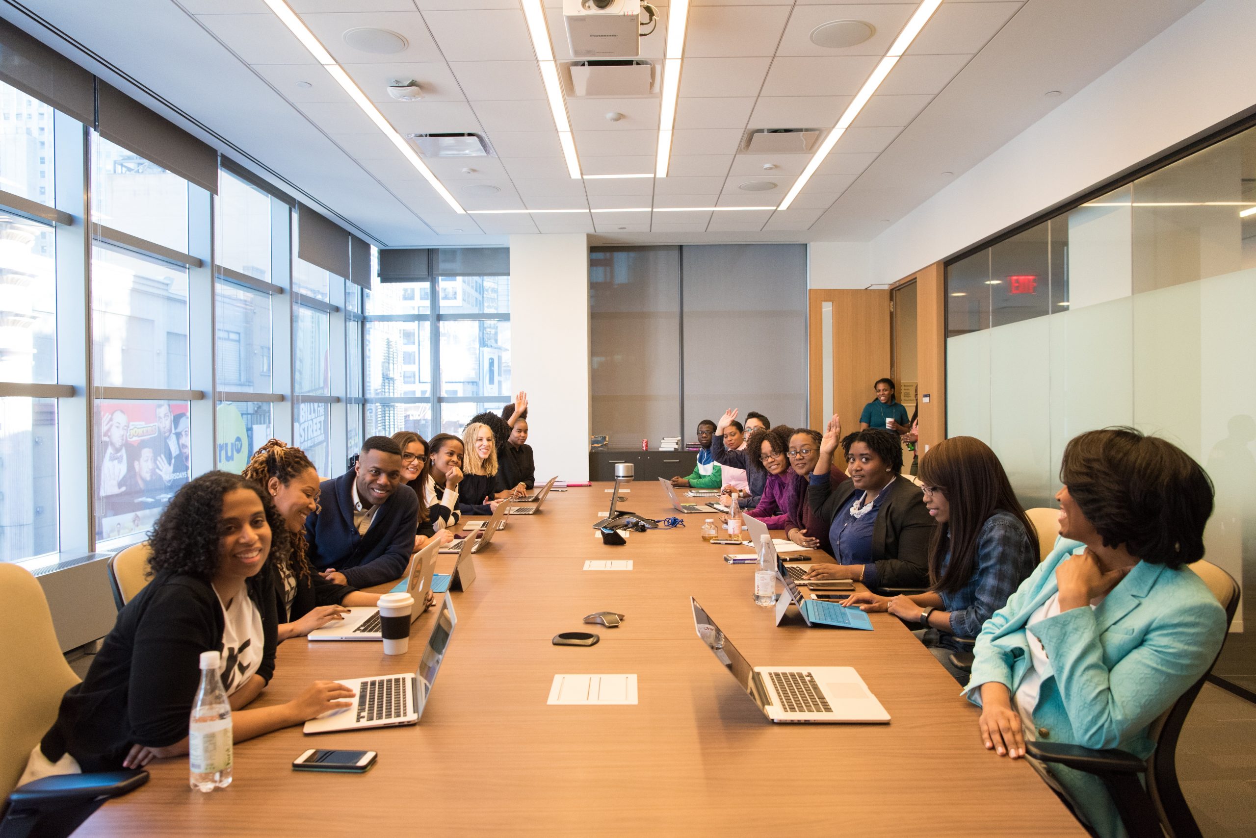 Professionals in a boardroom meeting